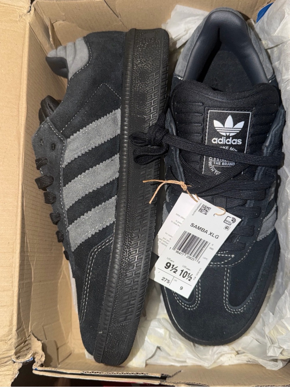 Adidas Size 9.5 Men's Samba XLG Black & Grey